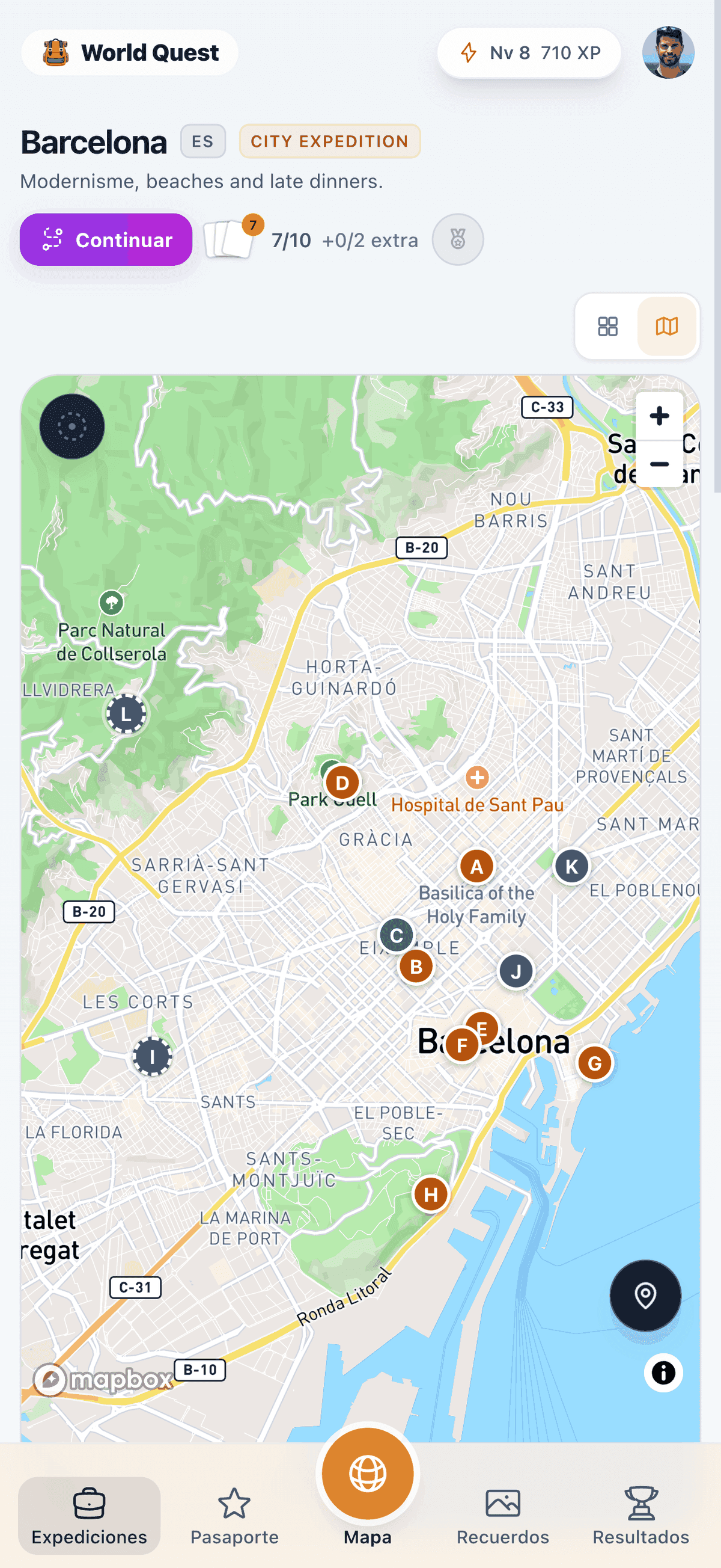 Mapa de Barcelona amb parades amb lletra