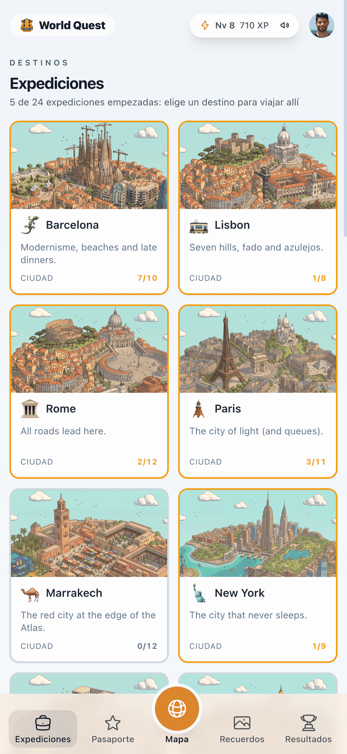La graella d’expedicions de World Quest
